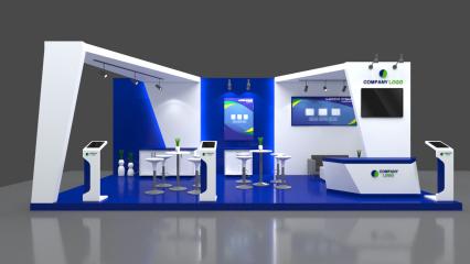 3D booth 4x8 blue素材照片