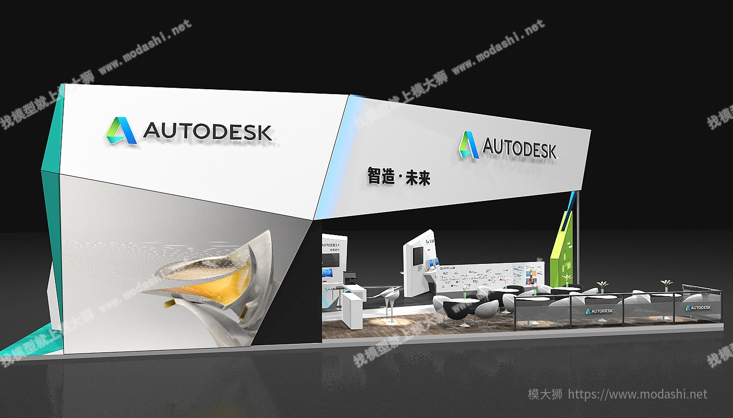 autodesk欧特克216平四面开3D模型