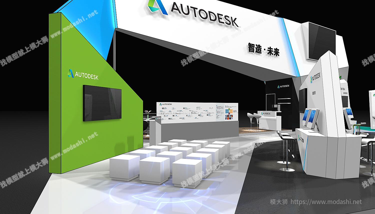 autodesk欧特克216平四面开3D模型