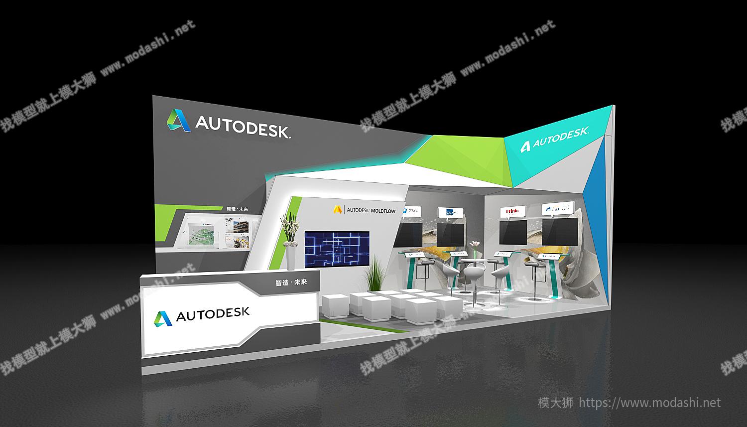 autodesk欧特克36平两面开3D模型