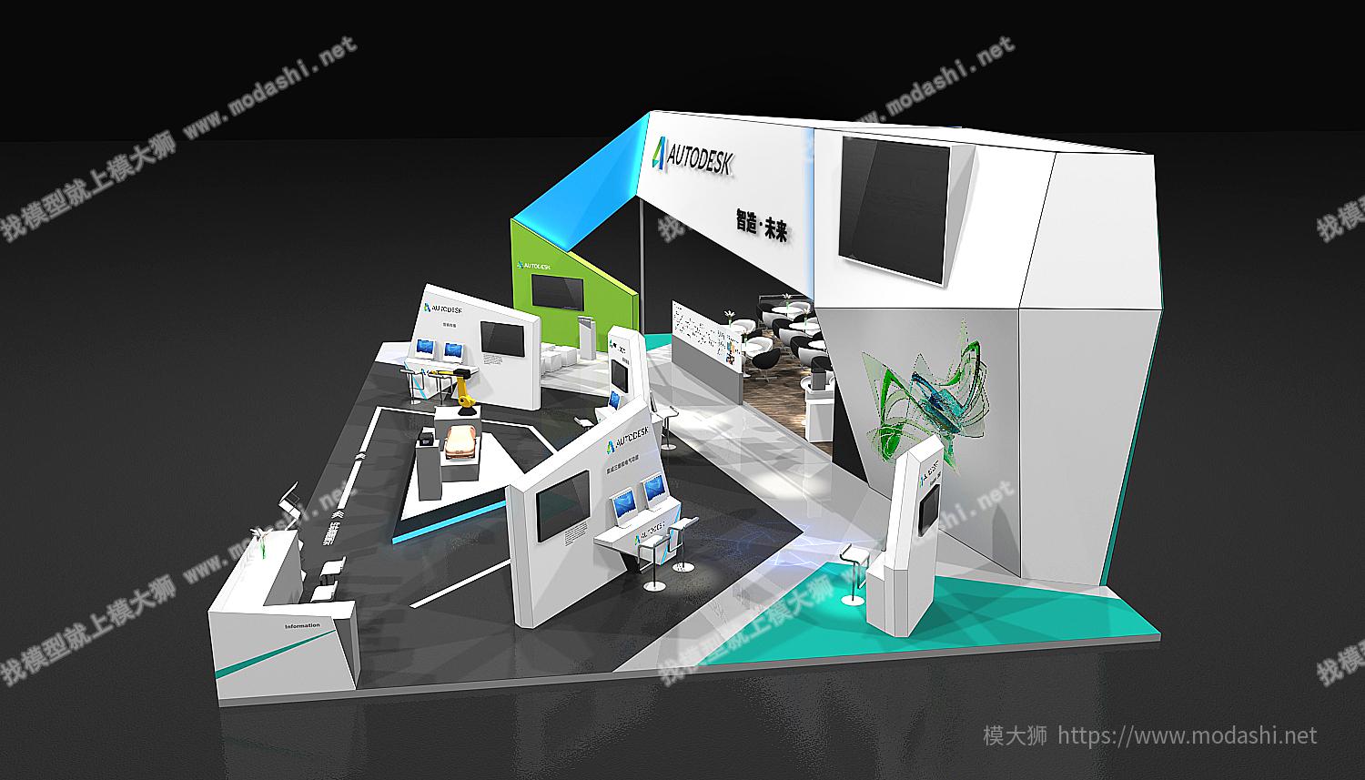 autodesk欧特克216平四面开3D模型