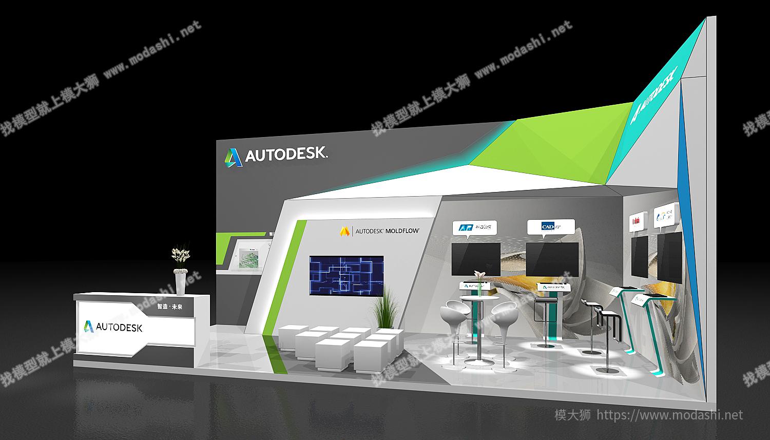 autodesk欧特克36平两面开3D模型