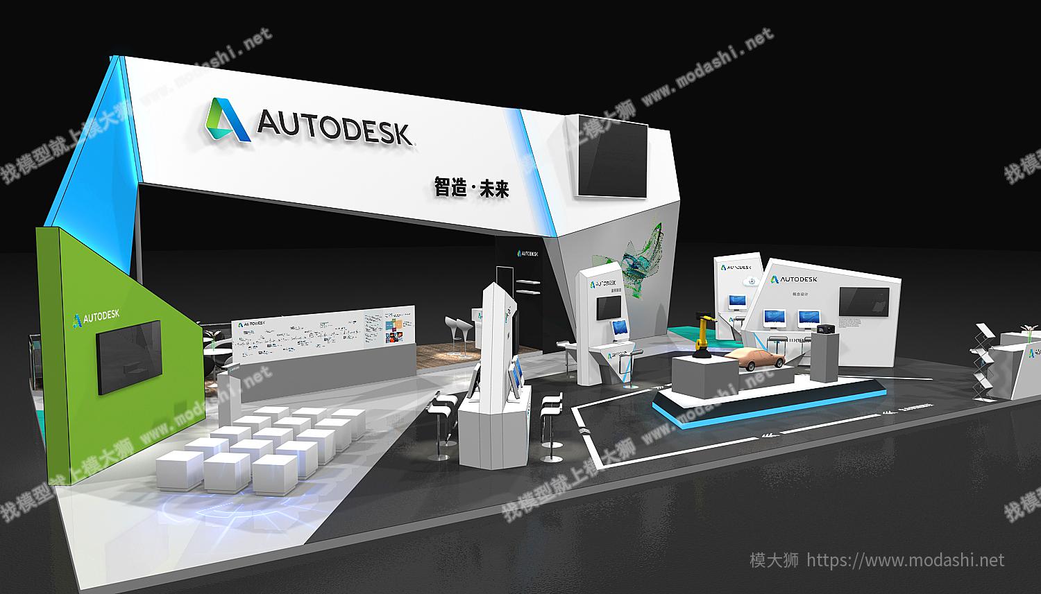 autodesk欧特克216平四面开3D模型