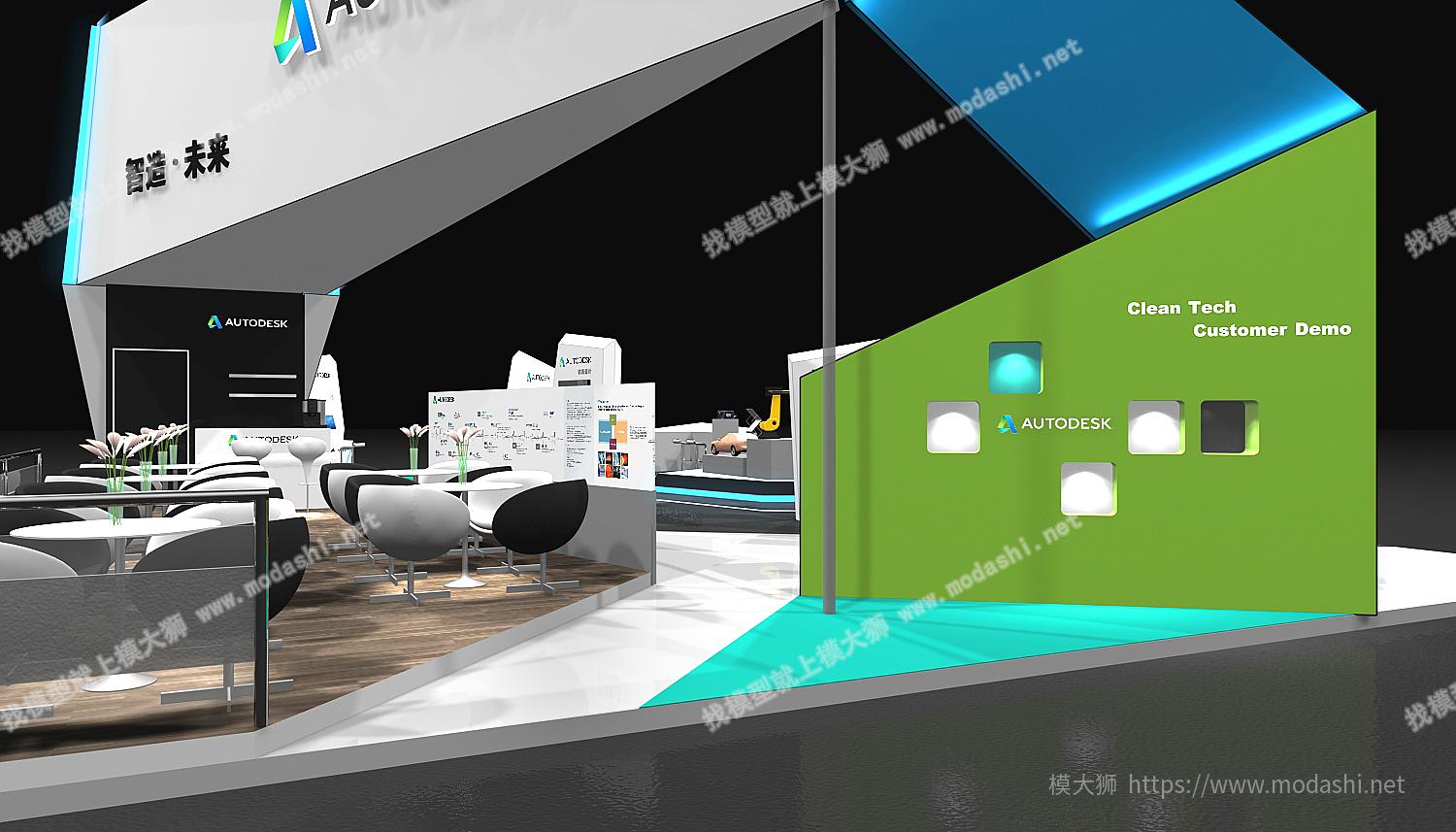 autodesk欧特克216平四面开3D模型