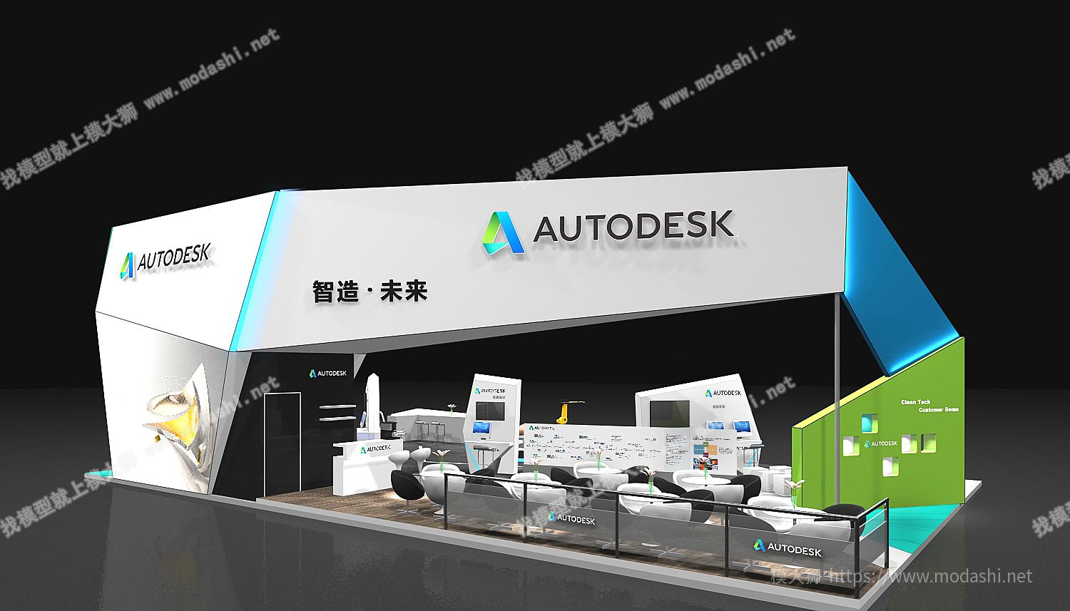 autodesk欧特克216平四面开3D模型