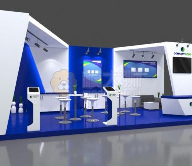 3D booth 4x8 blue素材照片