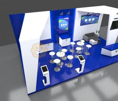 3D booth 4x8 blue素材照片